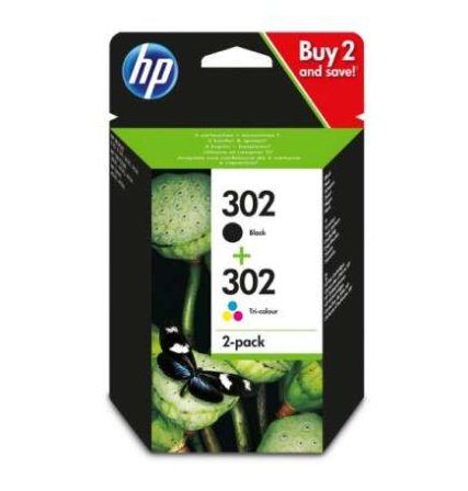 HP 302 Black + Color 2-Pack Original Ink Cartridges - X4D37AE